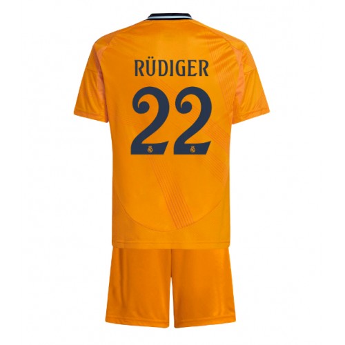 Dětský fotbalový dres Real Madrid Antonio Rudiger #22 2024-25 Venkovní Krátký Rukáv (+ trenýrky)